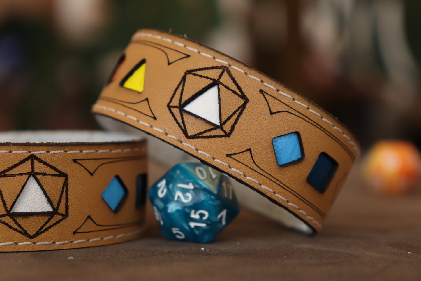 Polyhedral Dice Pride bracelet - Aroace flag