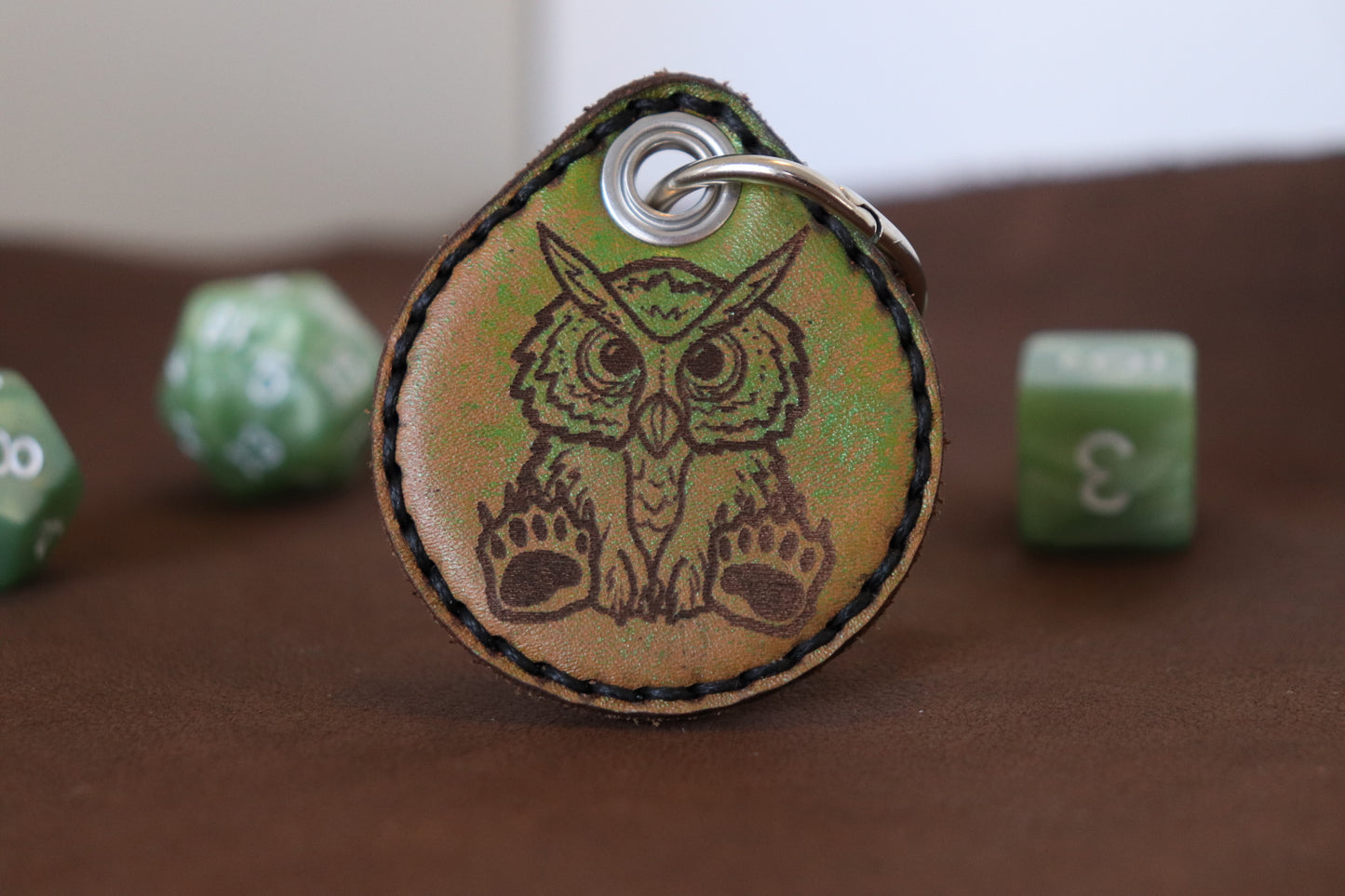 Premium Keychain - Emerald & Silver Owlbear Combo