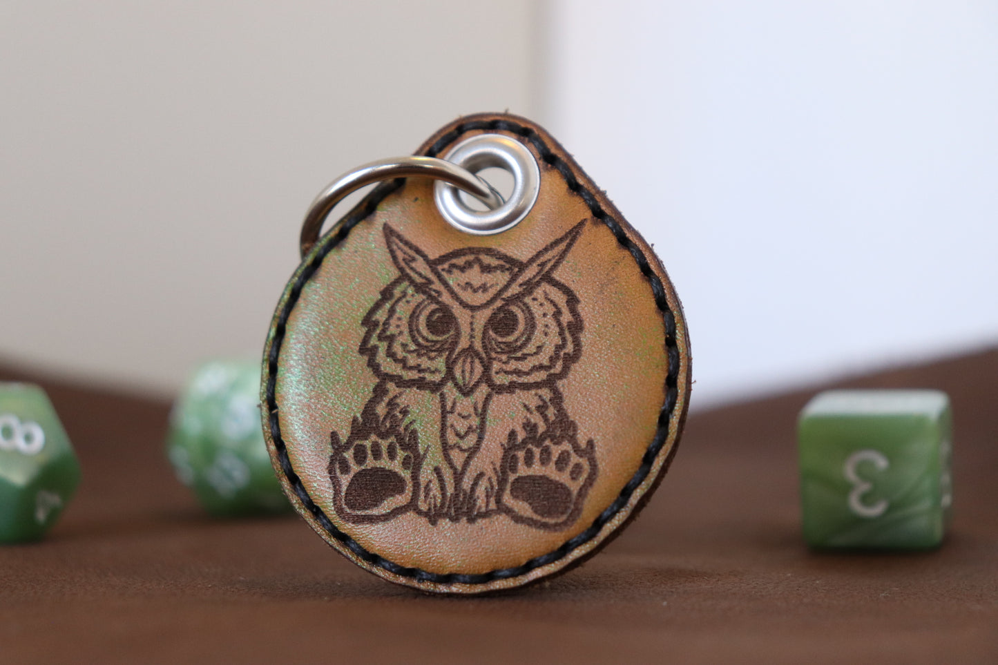 Premium Keychain - Emerald & Silver Owlbear Combo