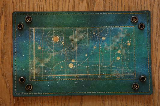 Green Galaxy Chart dice tray - gold inlay