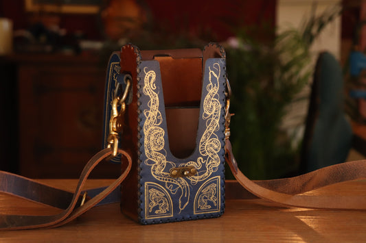 The Garden Witch - blue and gold inlay festival pouch