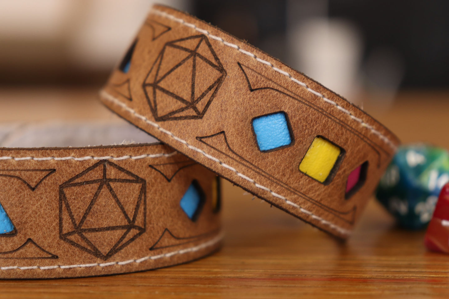 Polyhedral Dice Pride bracelet - Pansexual flag