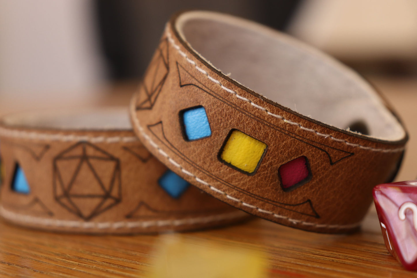 Polyhedral Dice Pride bracelet - Pansexual flag