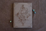 D&D Book Sleeve - Bestiary, Grey leather, midnight blue stitching