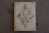 D&D Book Sleeve - Bestiary, Grey leather, light blue stitching