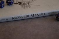 D&D Book Sleeve - Bestiary, Grey leather, light blue stitching