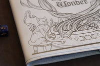 D&D Book Sleeve - Witch, White leather, light blue stitching