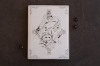 D&D Book Sleeve - Bestiary, White leather, red stitching