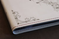 D&D Book Sleeve - Bestiary, White leather, red stitching
