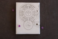 D&D Book Sleeve - Mollymauk, White leather, purple stitching