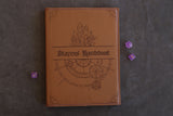 D&D Book Sleeve - Conjurer, Brown leather, purple stitching