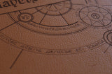 D&D Book Sleeve - Conjurer, Brown leather, purple stitching