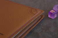 D&D Book Sleeve - Conjurer, Brown leather, purple stitching