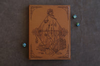 D&D Book Sleeve - Vault, Brown leather, purple stitching