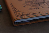 D&D Book Sleeve - Vault, Brown leather, purple stitching