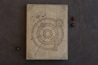 D&D Book Sleeve - Conjurer Circle, Dragonscale leather, brown stitching