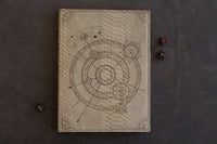 D&D Book Sleeve - Conjurer Circle, Dragonscale leather, brown stitching