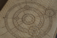 D&D Book Sleeve - Conjurer Circle, Dragonscale leather, brown stitching