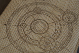 D&D Book Sleeve - Conjurer Circle, Dragonscale leather, brown stitching