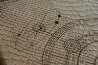 D&D Book Sleeve - Conjurer Circle, Dragonscale leather, brown stitching