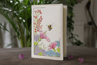 The Bumblebee notebook - painted white leather