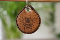 Premium Keychain - Honeycomb in brown with gold