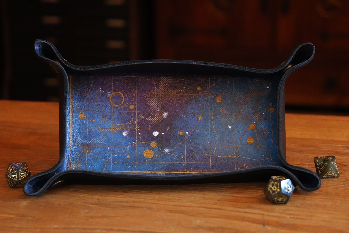 The Galaxy Chart in gold - Dice Tray