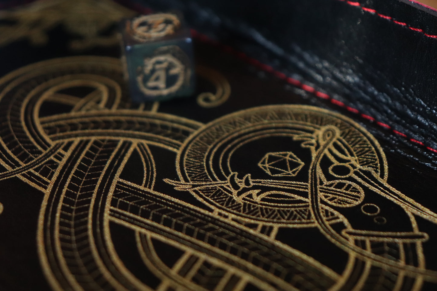 The Wyrm - black and gold inlay - Dice Tray