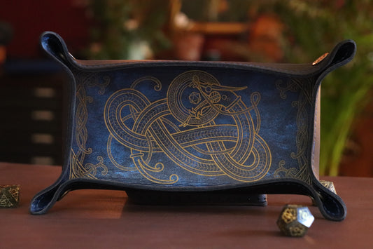 The Wyrm - blue and gold inlay - Dice Tray