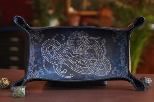 The Wyrm - blue and white inlay - Dice Tray