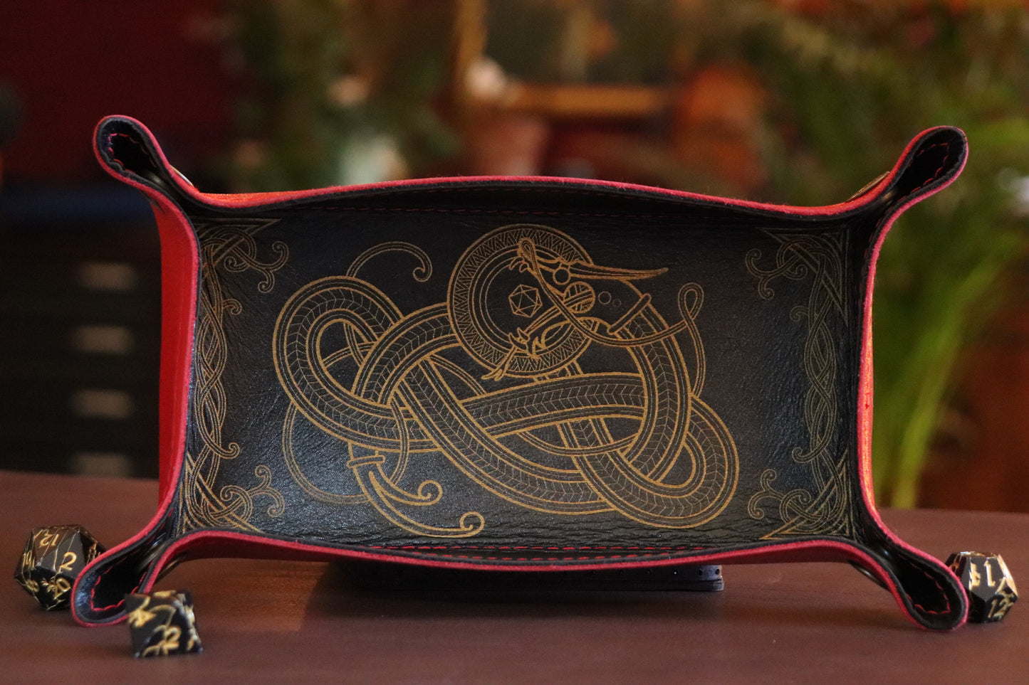 The Wyrm - black and gold inlay - Dice Tray