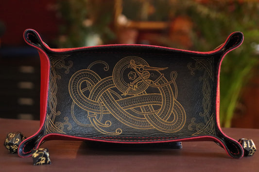 The Wyrm - black and gold inlay - Dice Tray