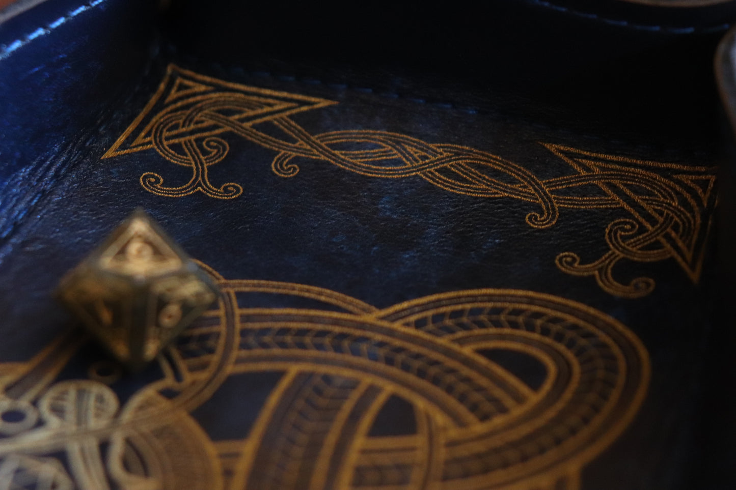 The Wyrm - blue and gold inlay - Dice Tray