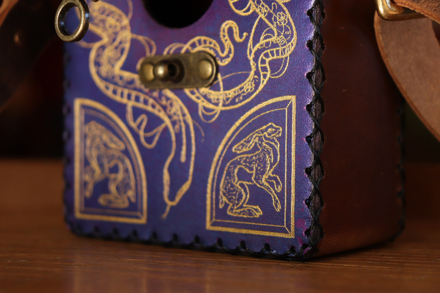 The Garden Witch - purple and gold inlay festival pouch
