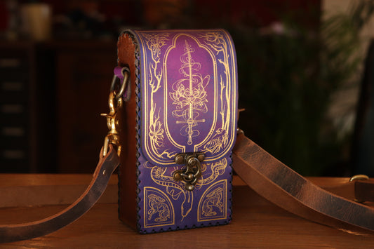 The Garden Witch - purple and gold inlay festival pouch