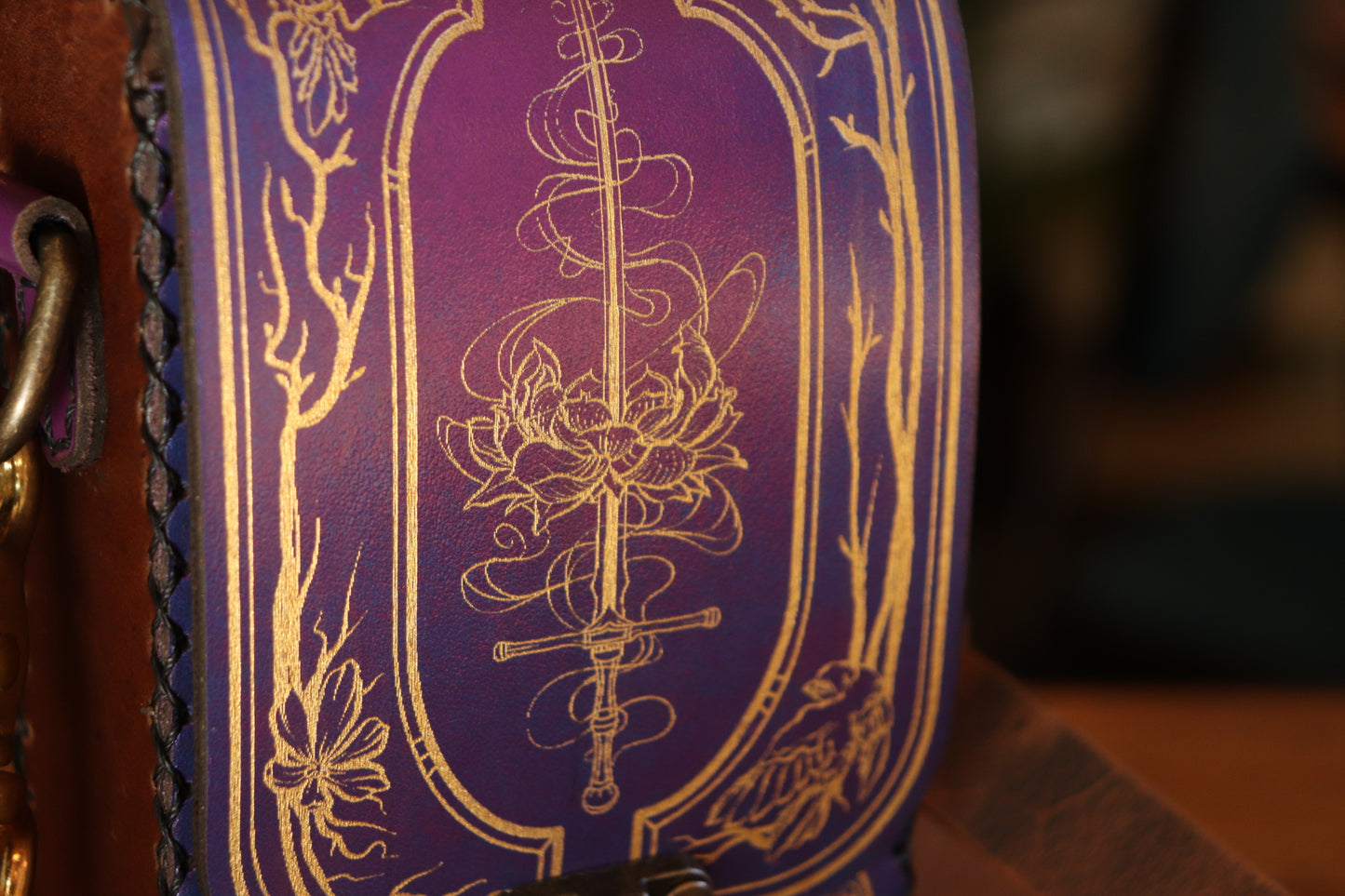 The Garden Witch - purple and gold inlay festival pouch