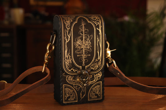 The Garden Witch - black and gold inlay festival pouch