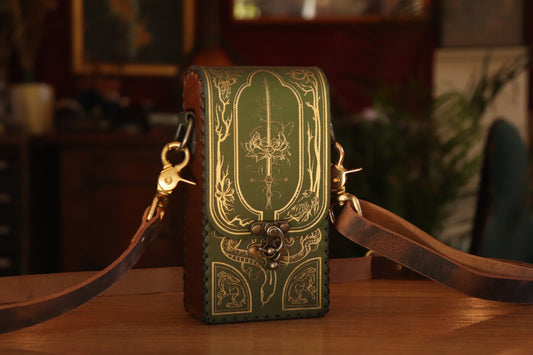 The Garden Witch - green and gold inlay festival pouch