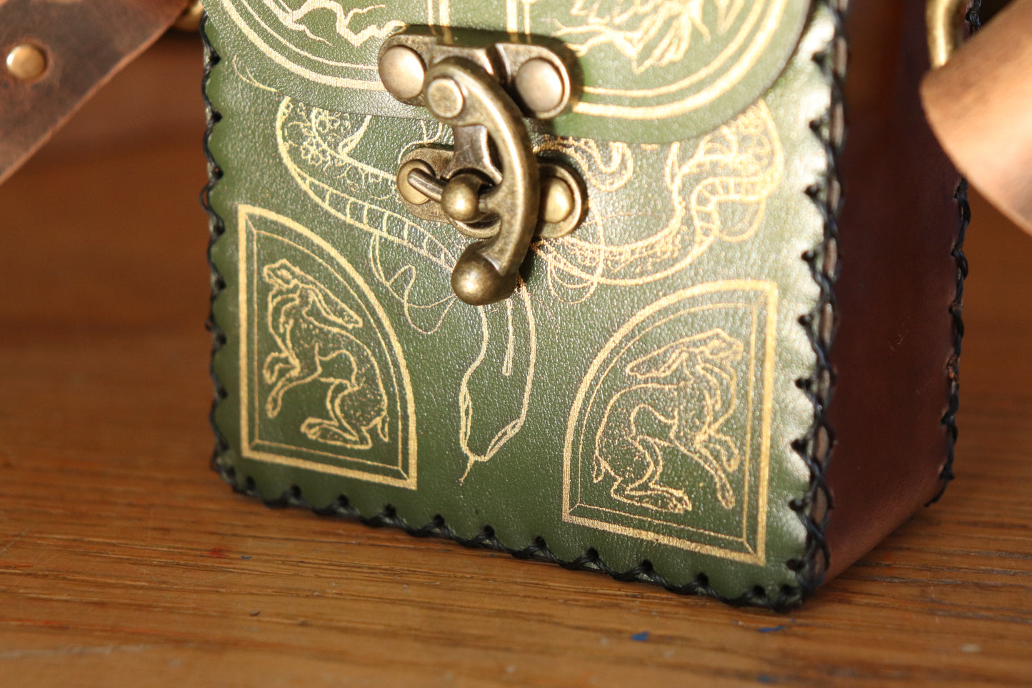 The Garden Witch - green and gold inlay festival pouch