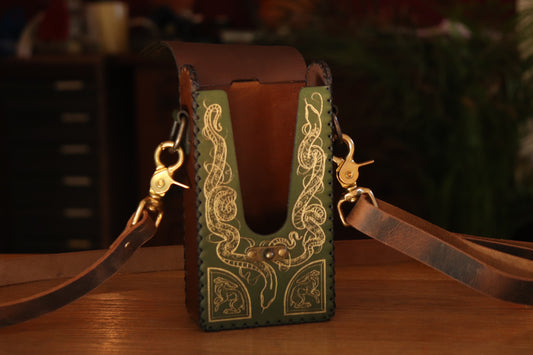 The Garden Witch - green and gold inlay festival pouch