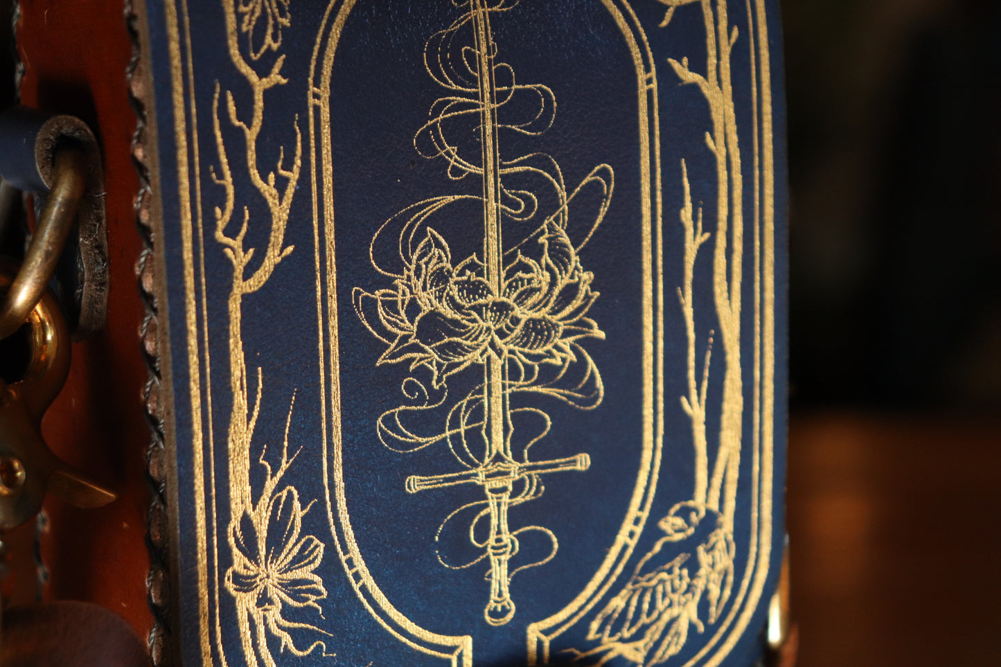 The Garden Witch - blue and gold inlay festival pouch