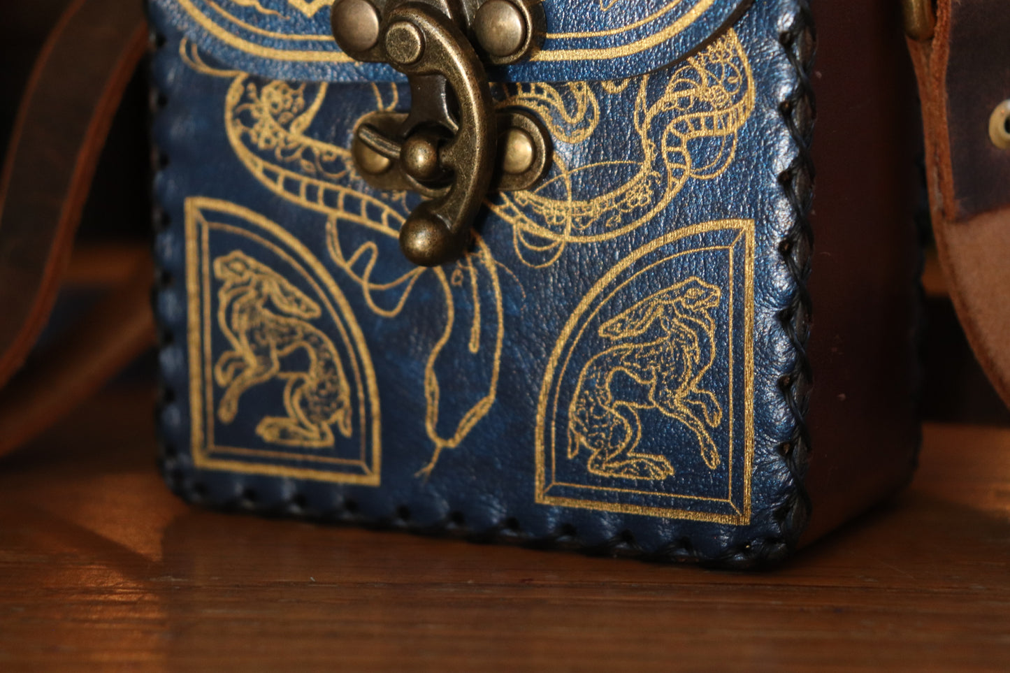 The Garden Witch - blue and gold inlay festival pouch