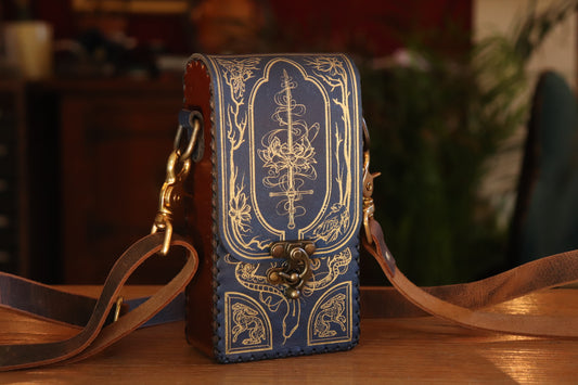 The Garden Witch - blue and gold inlay festival pouch