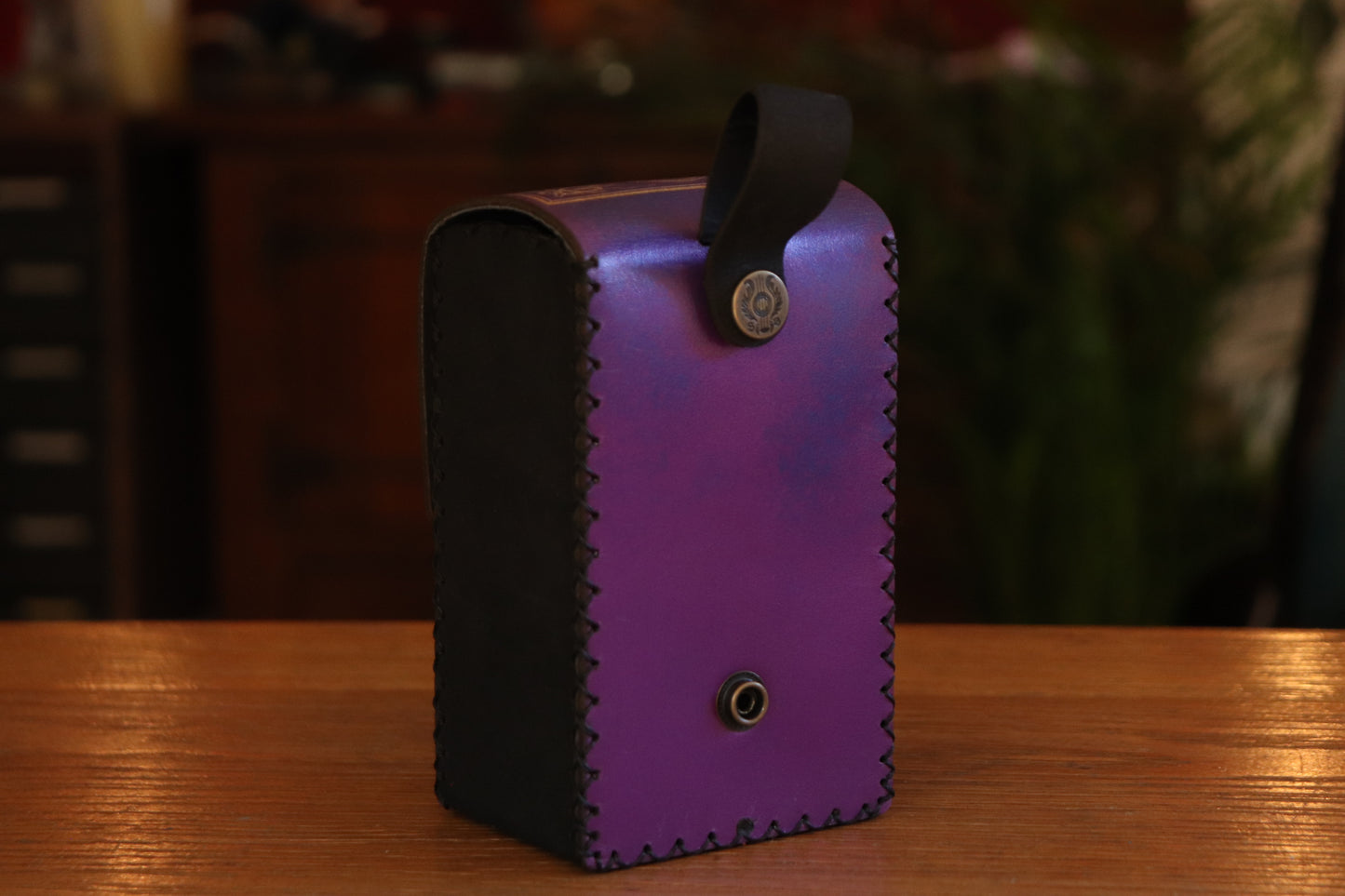 Tarot card pouch - the Garden Witch in purple and gold inlay