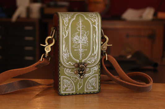 The Garden Witch - green and silver inlay festival pouch