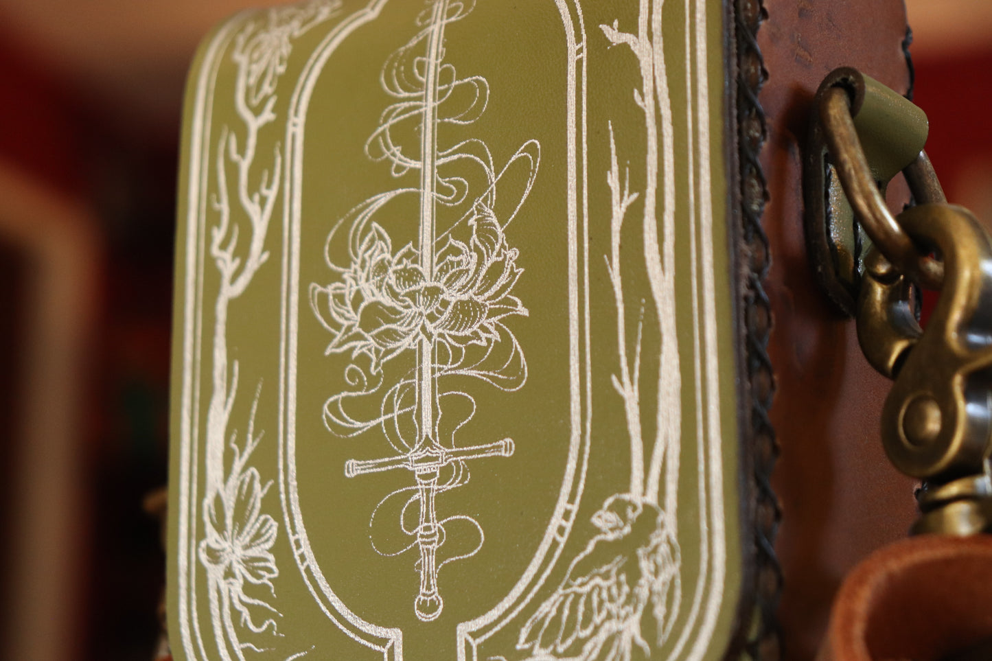 The Garden Witch - green and silver inlay festival pouch