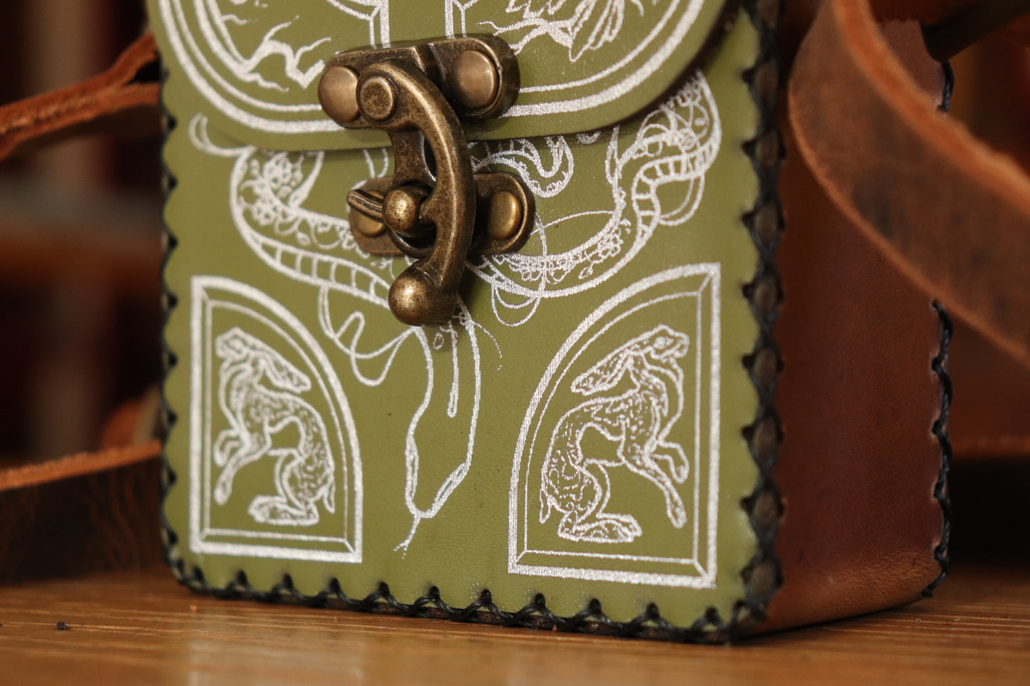 The Garden Witch - green and silver inlay festival pouch