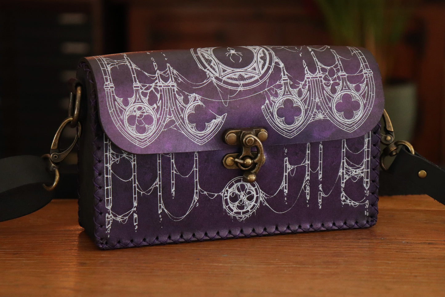 Church of Lolth - Purple and white inlay festival handbag